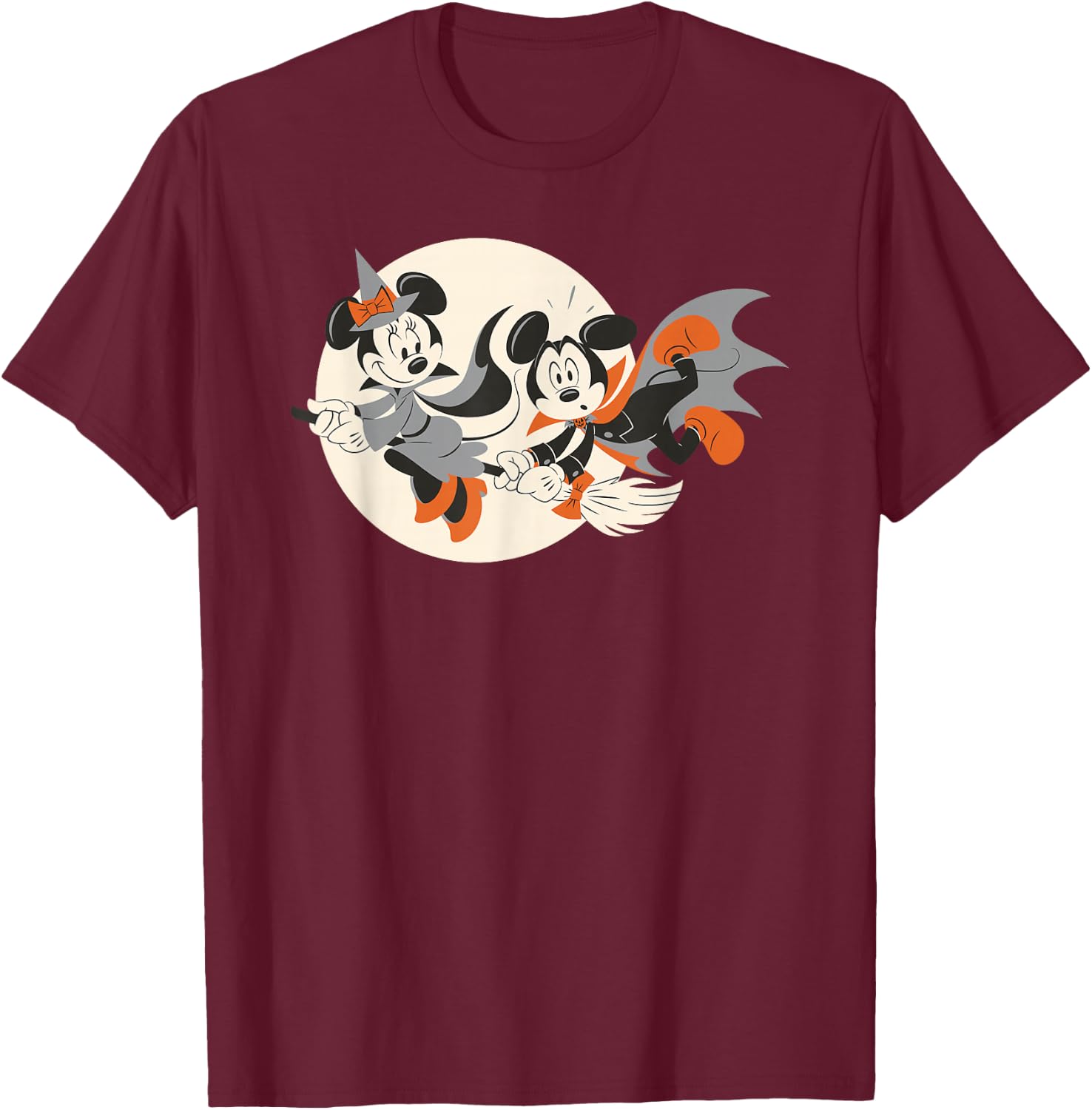 Disney - Halloween Mickey and Minnie Flying T-Shirt - T-Shirt | Maroon