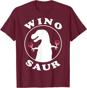 Funny Wine Lover Wino-Saur T-Shirt - T-Shirt | Maroon
