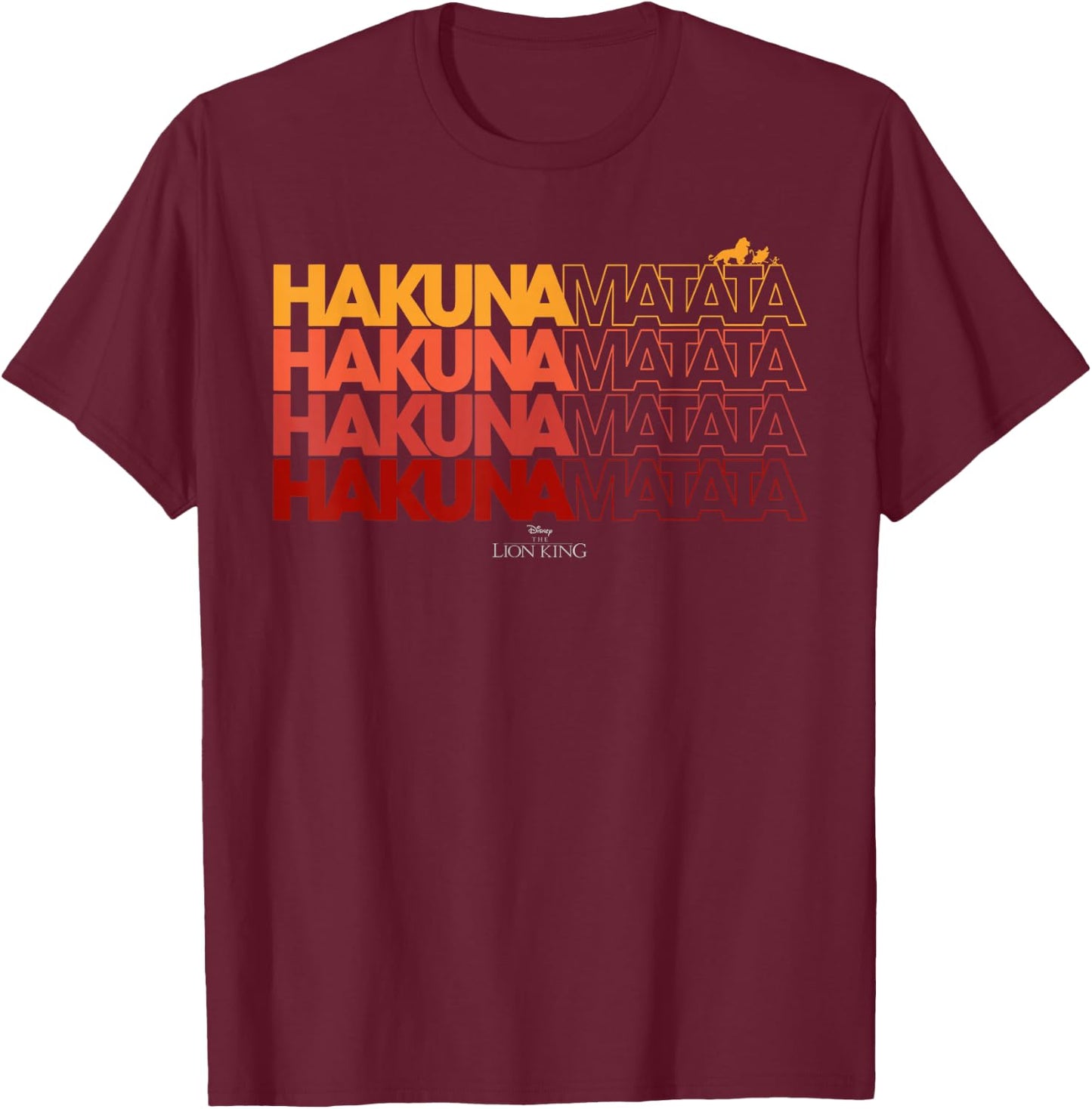 Disney The Lion King Hakuna Matata Word Stack T-Shirt - T-Shirt | Maroon