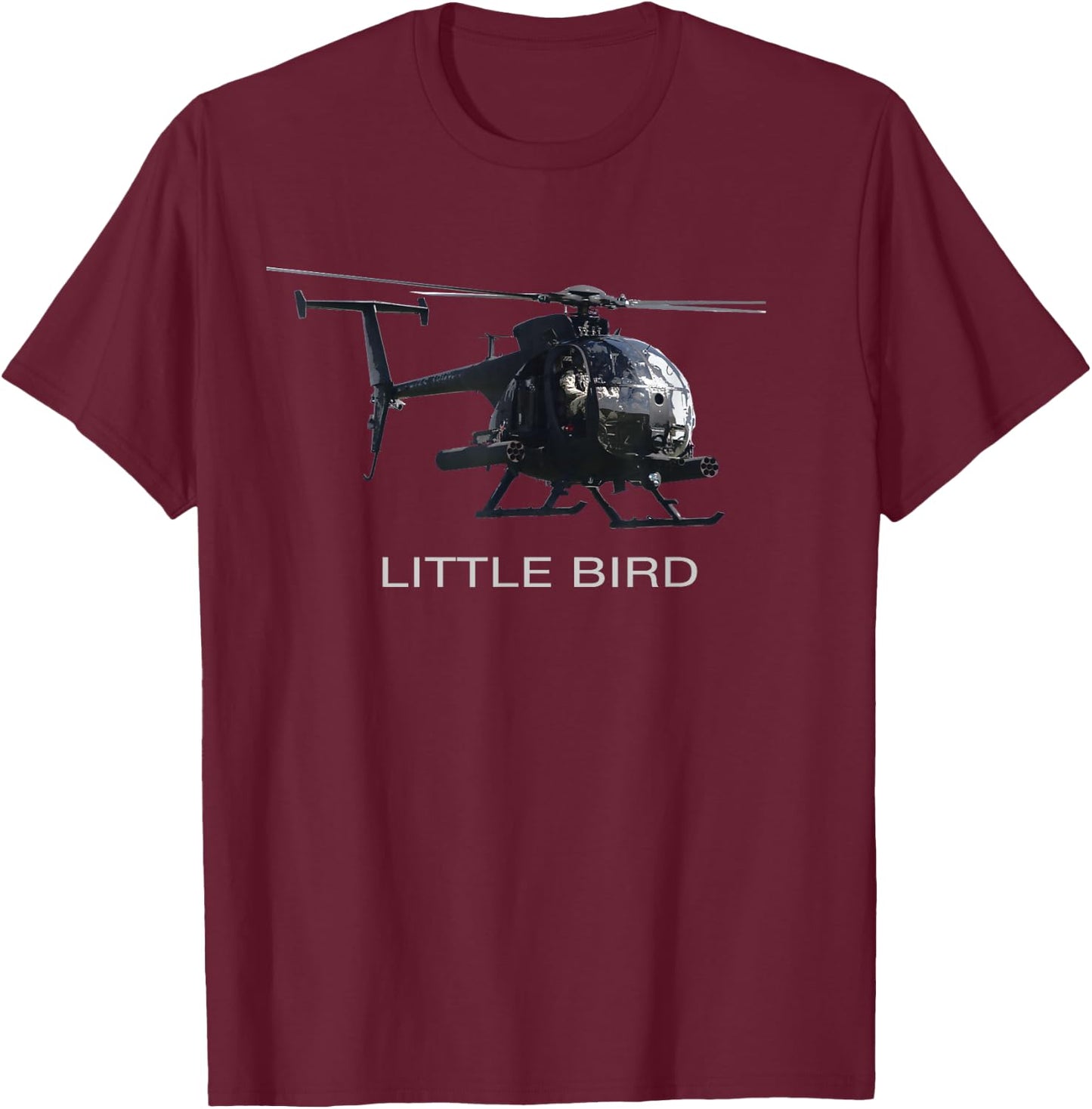 MH-6 Little Bird Attack Helicopter T-Shirt - T-Shirt | Maroon