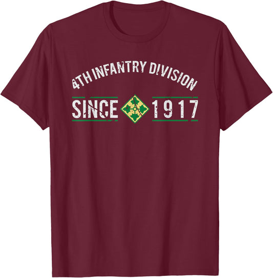 4th Infantry Division Patch Since 1917 T Shirt T-Shirt - T-Shirt | Maroon