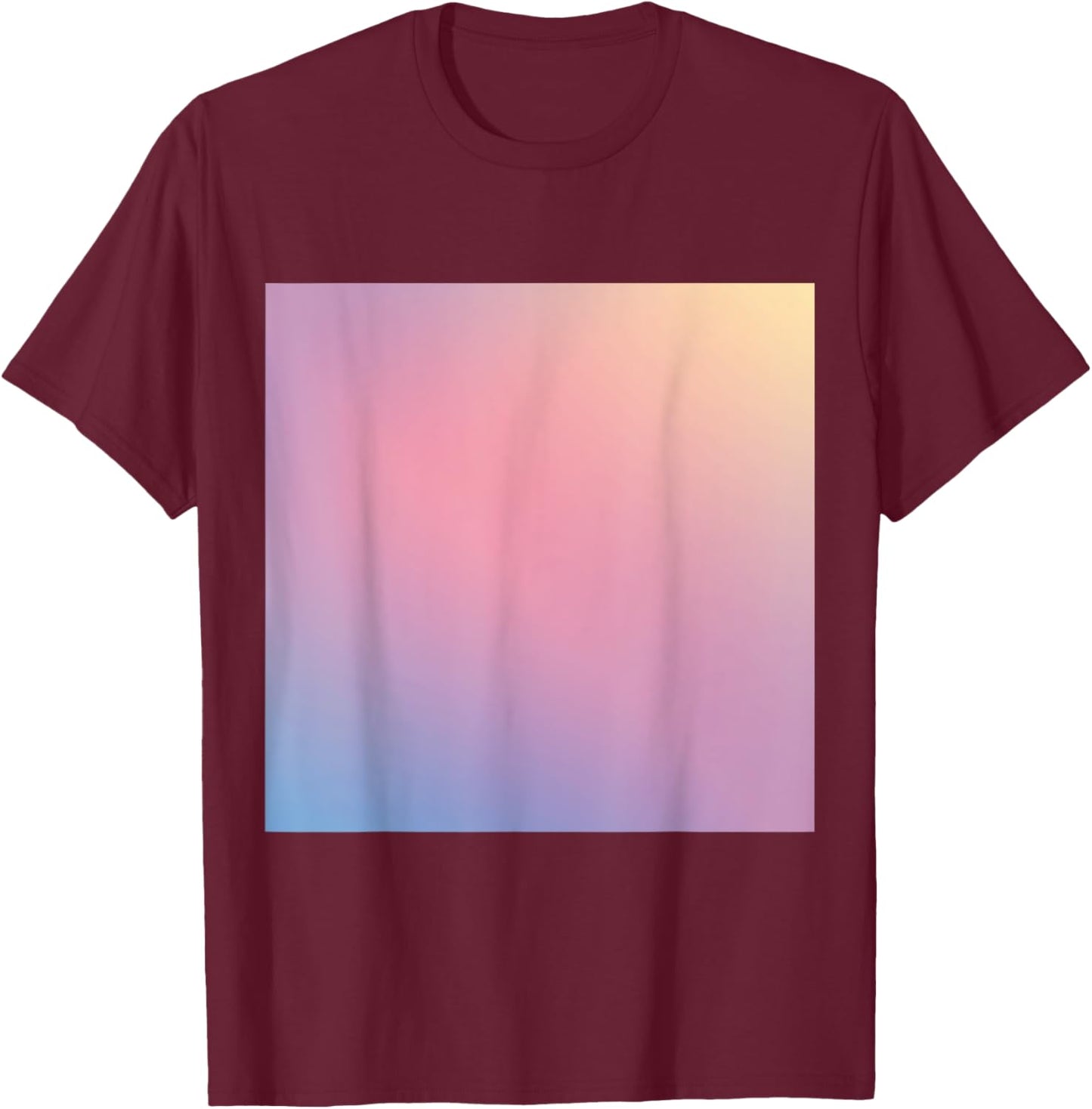 Watercolor Ombre - Pastel Pink Blue Yellow Gradient T-Shirt - T-Shirt | Maroon