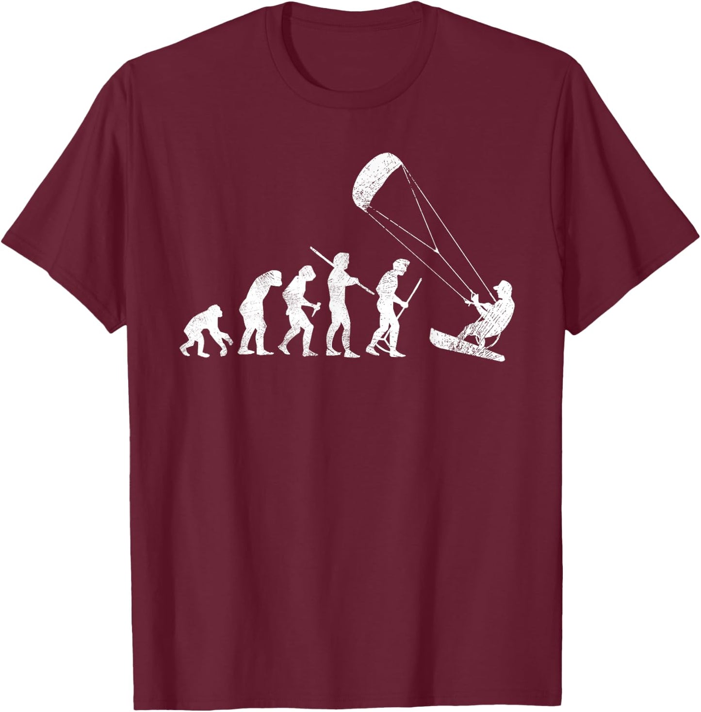 Kitesurf Evolution Funny Kitesurfing Kiteboarding Lover Gift T-Shirt - T-Shirt | Maroon
