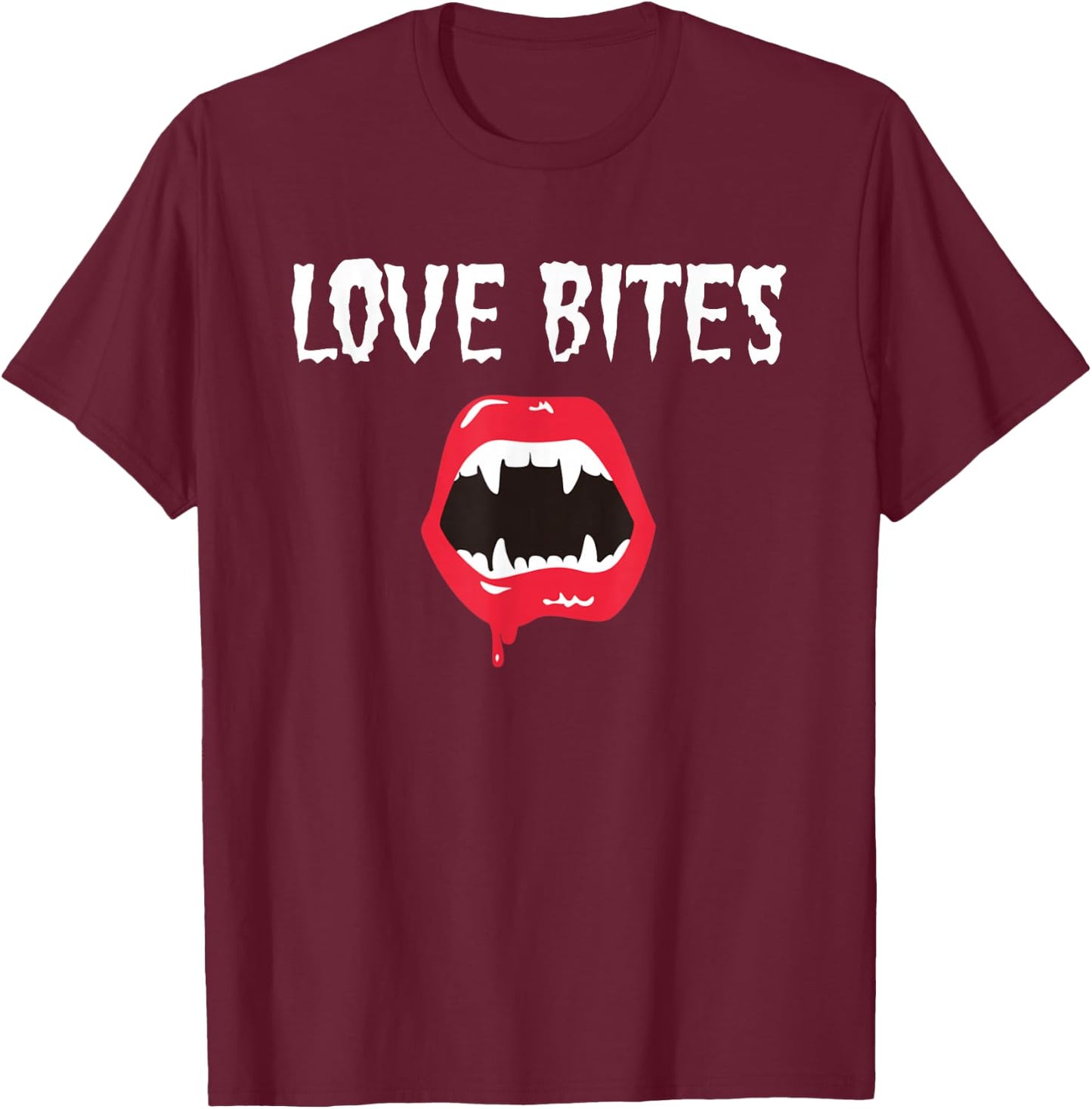 Love Bites Lips and Fangs T-Shirt - T-Shirt | Maroon