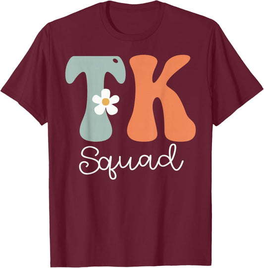 TK Squad Groovy Women Appreciation Day Hello Back To School T-Shirt - T-Shirt | Maroon