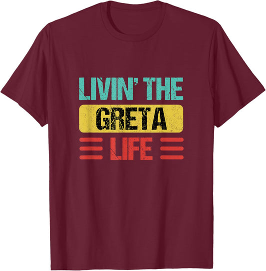 Greta Name Shirts & Gifts Greta Name -Adults Black Small Modern Letter Print T-Shirt - T-Shirt | Maroon