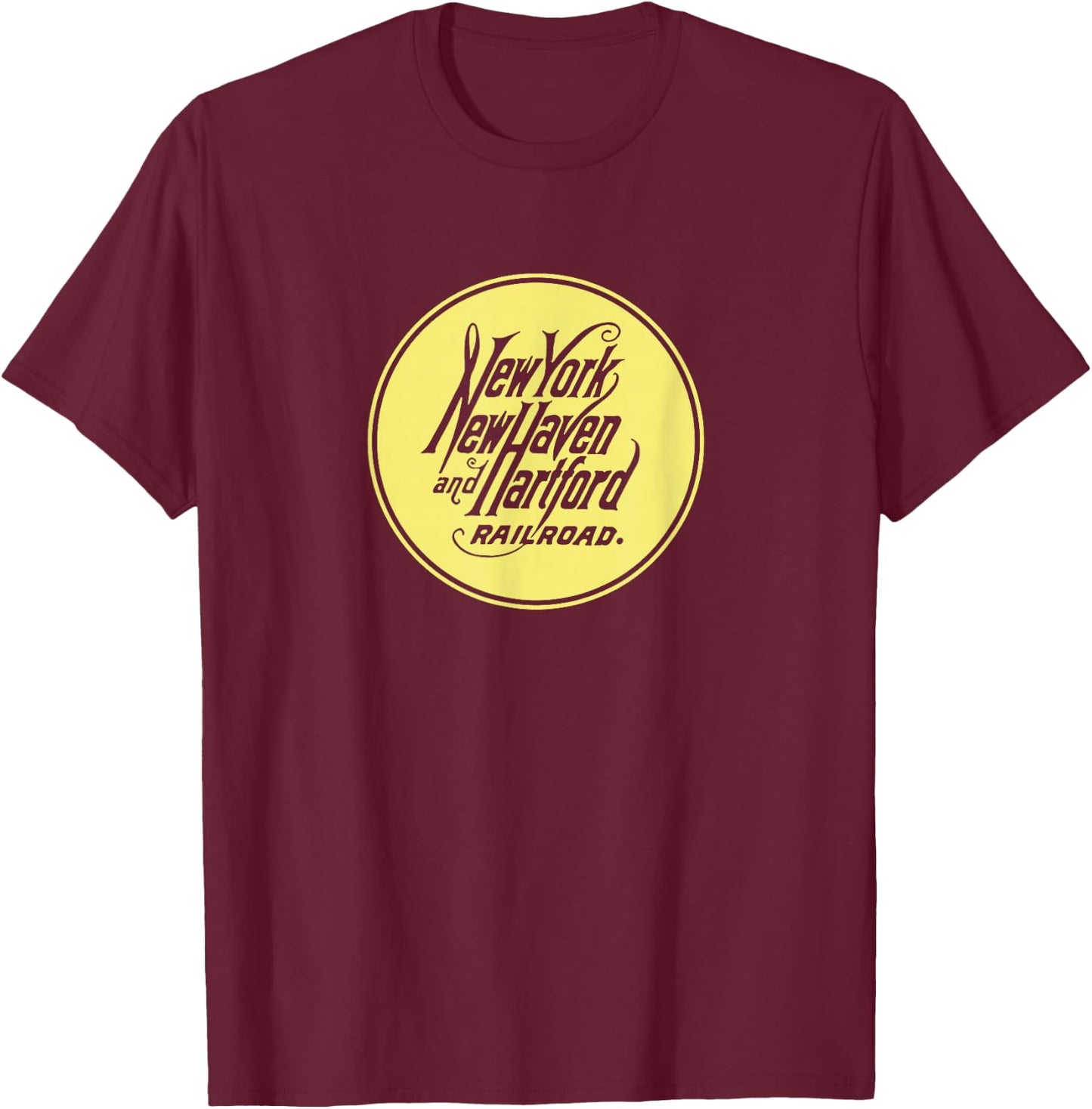 Retro Railroad New York New Haven and Hartford Railway T-Shirt - T-Shirt | Maroon