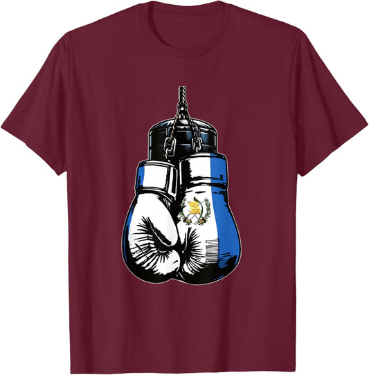 Proud Heritage Guatemala Flag Boxing Gloves T-Shirt - T-Shirt | Maroon