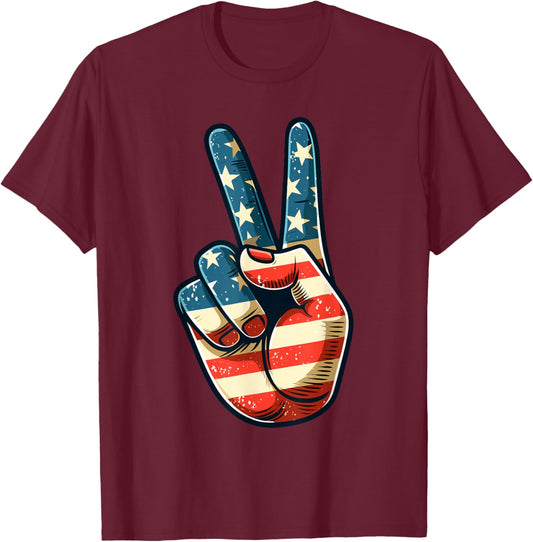 Vintage Peace Sign Retro 60's 70's Hippie T-Shirt - T-Shirt | Maroon