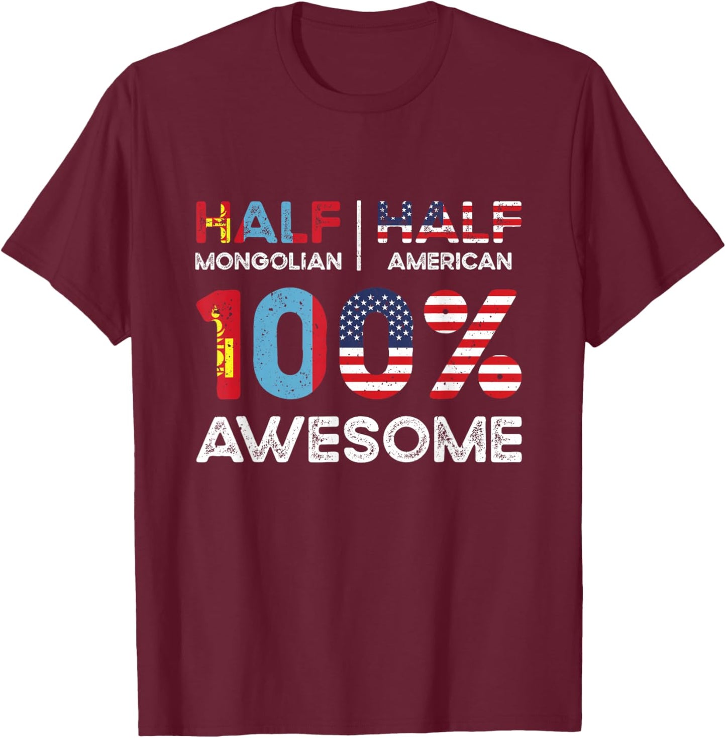 Mongolian American Patriot USA Grown Mongolia US Flag T-Shirt - T-Shirt | Maroon