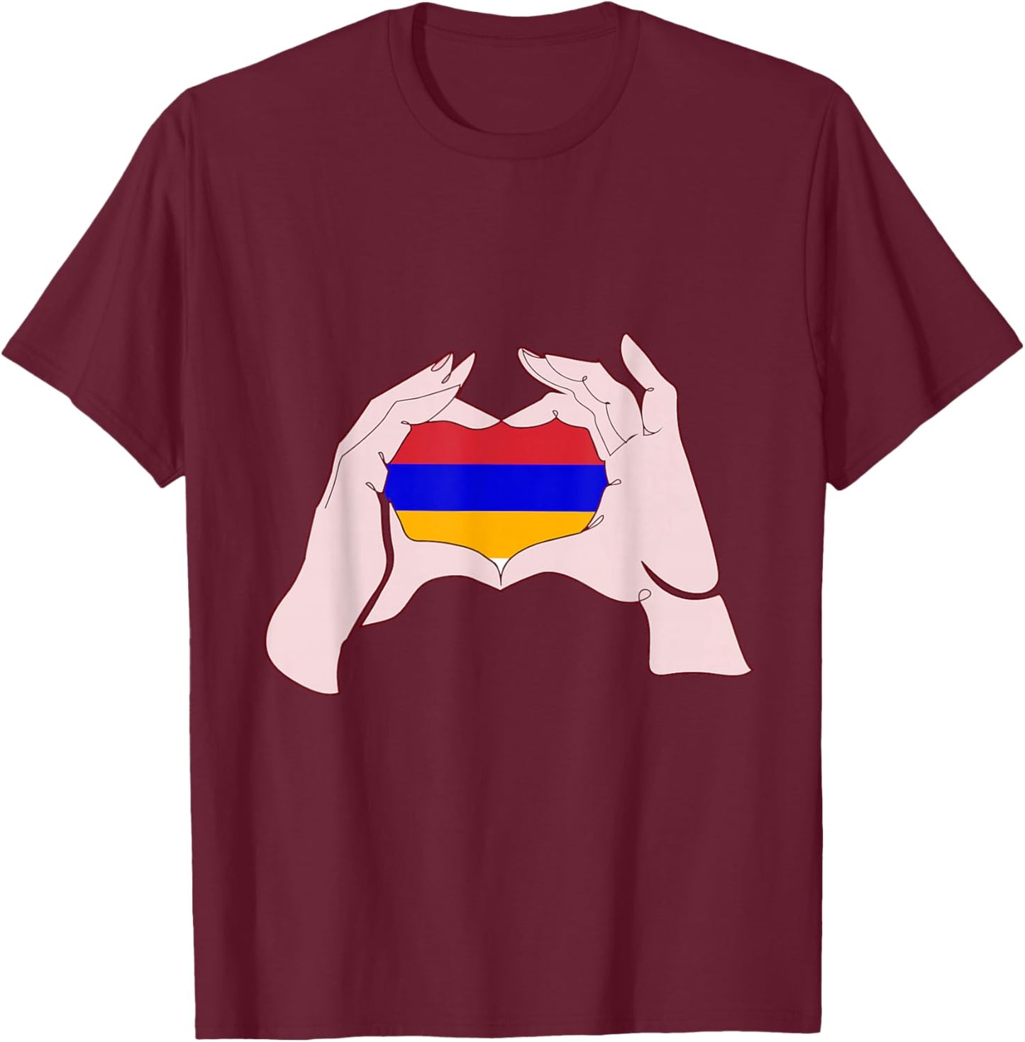 Armenia Hand Sign Love Heart Armenian Flag Armenian Pride T-Shirt - T-Shirt | Maroon