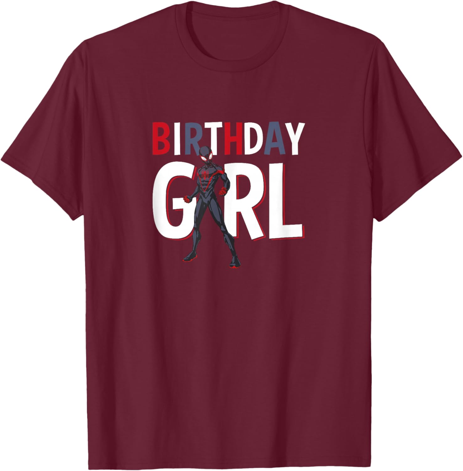 Marvel Spider-Man Miles Morales Birthday Girl Logo T-Shirt - T-Shirt | Maroon
