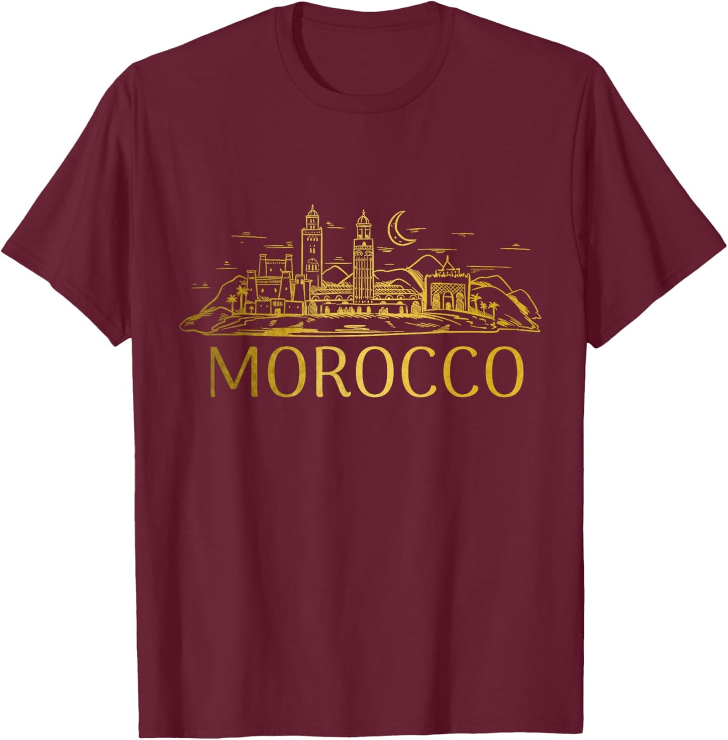 Morocco Skyline Marrakech Vintage Moroccan Pride T-Shirt - T-Shirt | Maroon