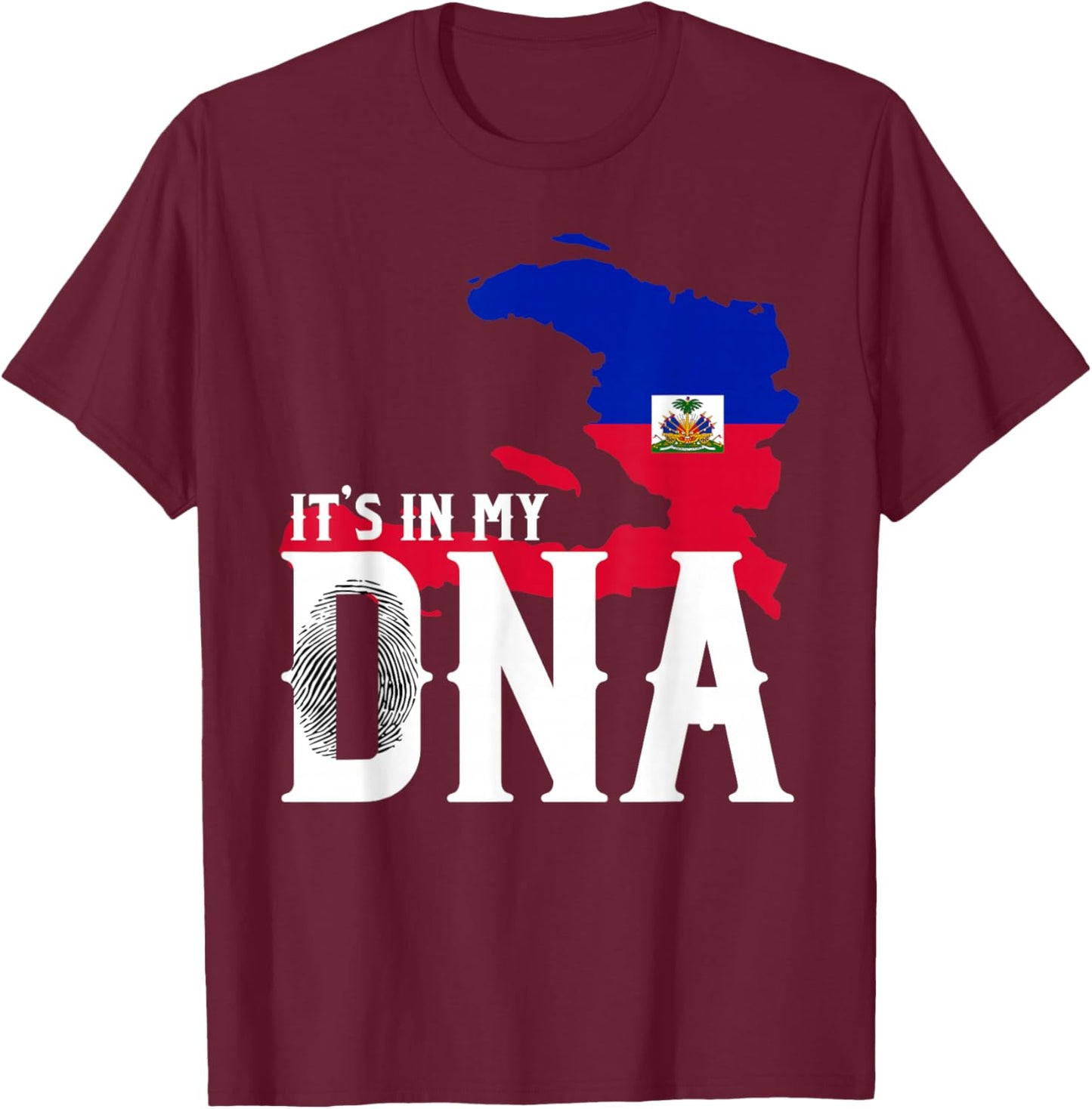 It's In My DNA Fingerprint | Prideful Haitian Gift T-Shirt - T-Shirt | Maroon
