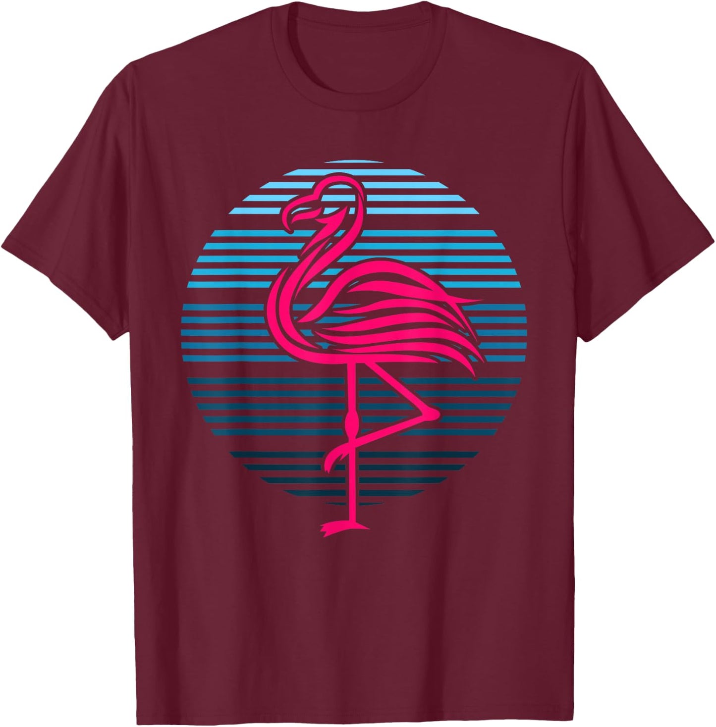 Flamingo Bird 80s Party Birthday Gift T-Shirt - T-Shirt | Maroon