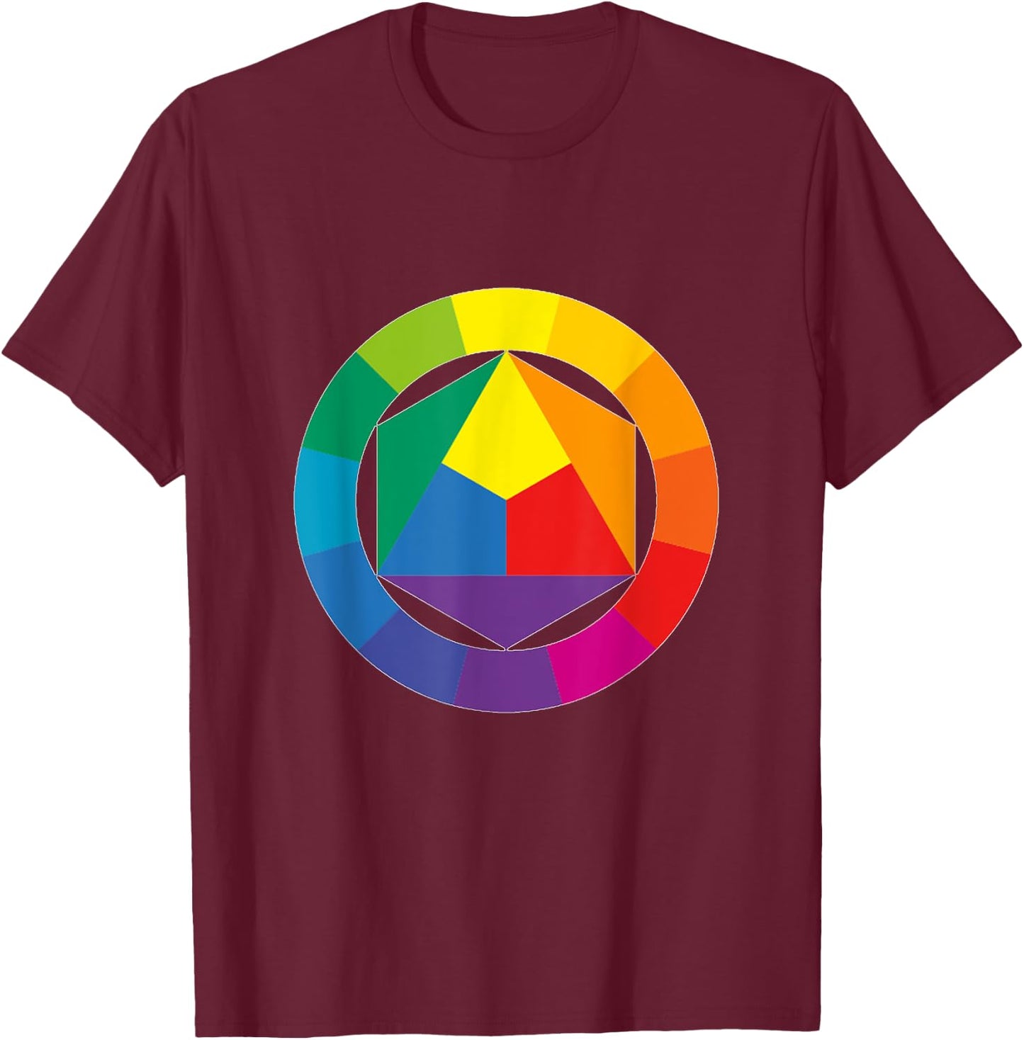 Color Wheel Palette Shirt Artist Painter Art Teacher T-Shirt - T-Shirt | Maroon