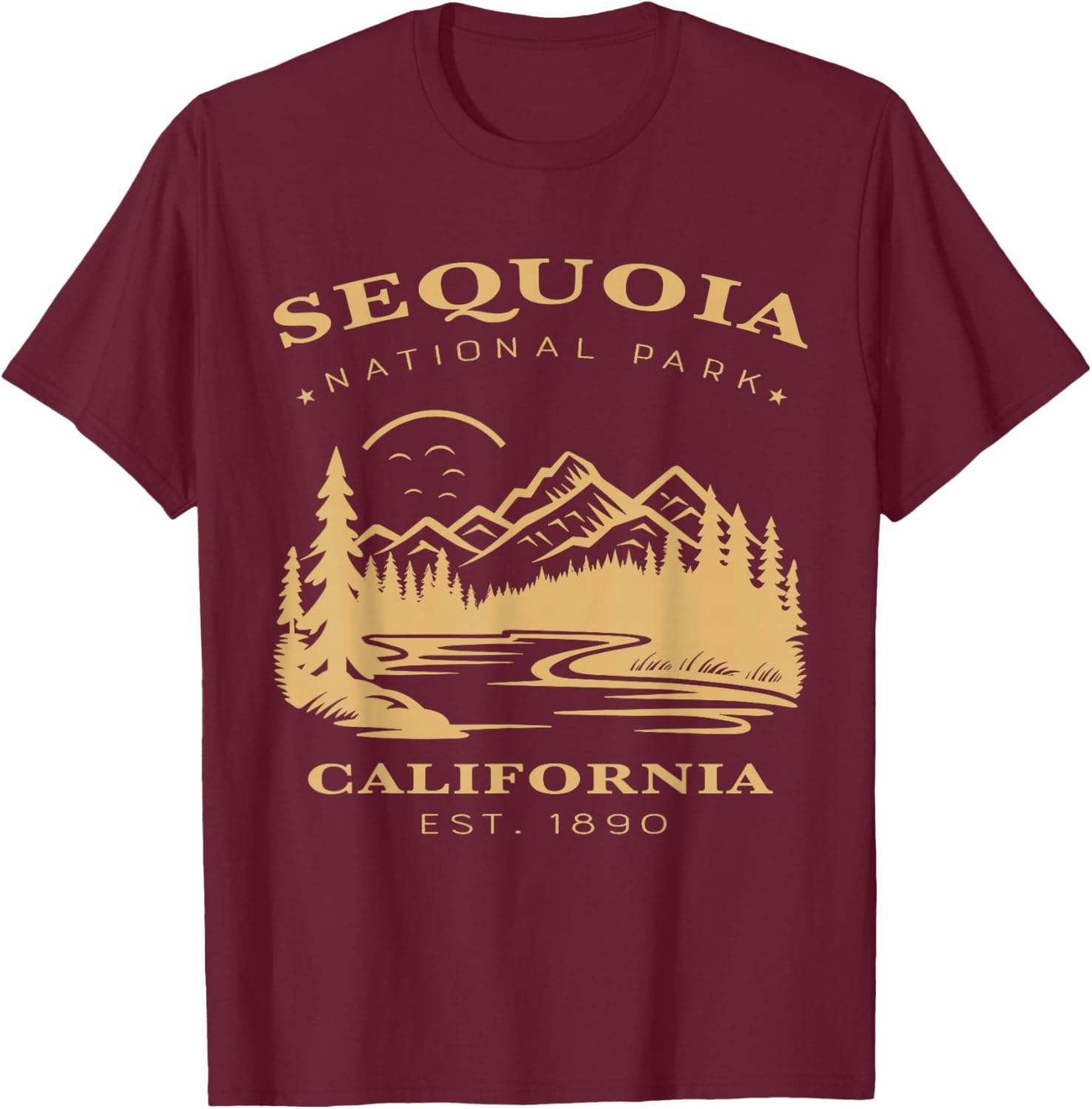 Retro Vintage Sequoia National Park for kids Hiking Camping T-Shirt - T-Shirt | Maroon
