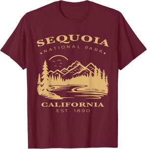 Retro Vintage Sequoia National Park for kids Hiking Camping T-Shirt - T-Shirt | Maroon