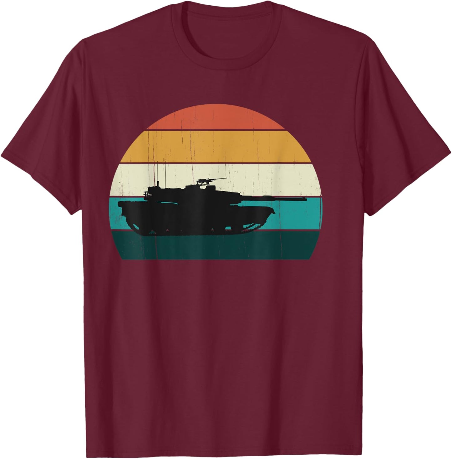 Vintage Abrams M1 - Retro Sunset American Main Battle Tank T-Shirt - T-Shirt | Maroon