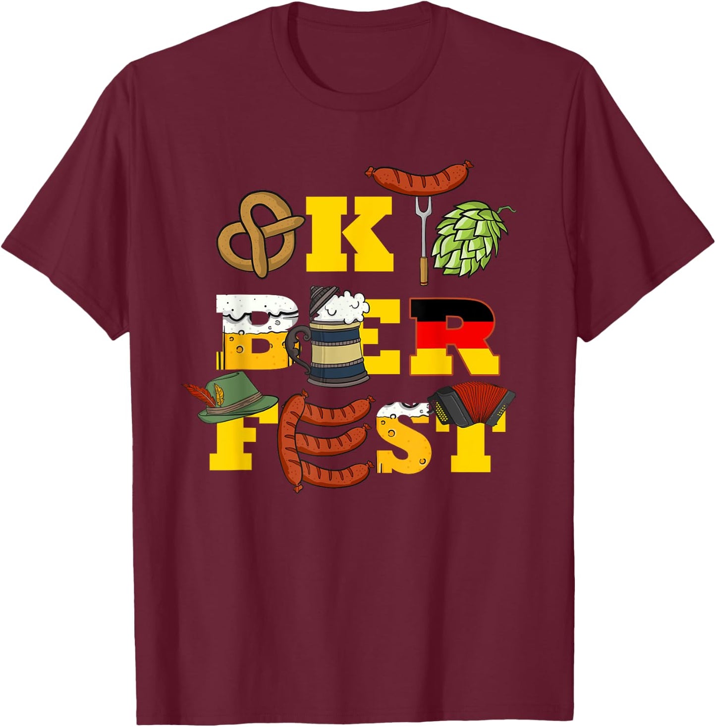German Oktoberfest Funny Oktoberfest Costume Men Oktoberfest T-Shirt - T-Shirt | Maroon