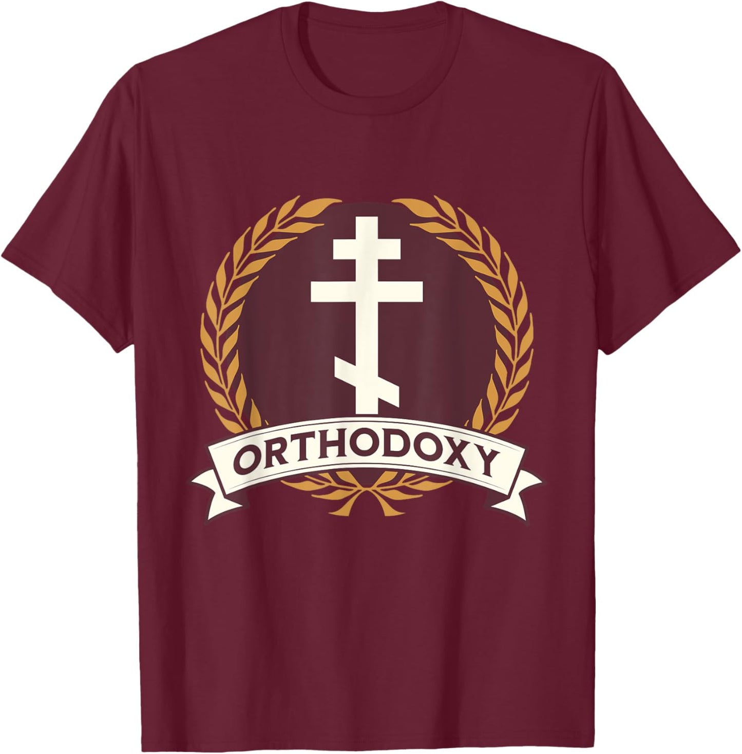 Orthodox Cross Eastern Orthodox Symbol T-Shirt - T-Shirt | Maroon
