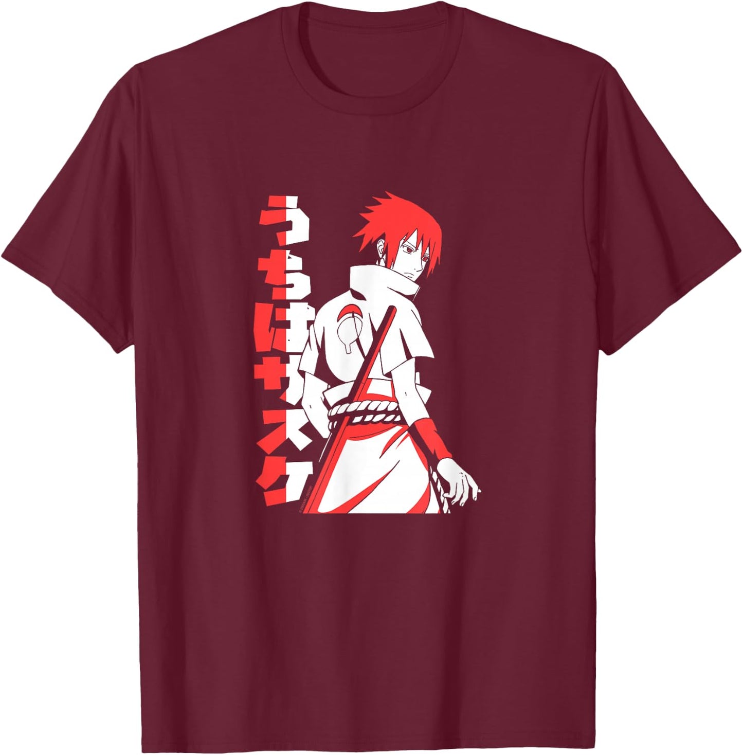 Naruto Shippuden Sasuke Uchiha Two Tone Anime T-Shirt - T-Shirt | Maroon