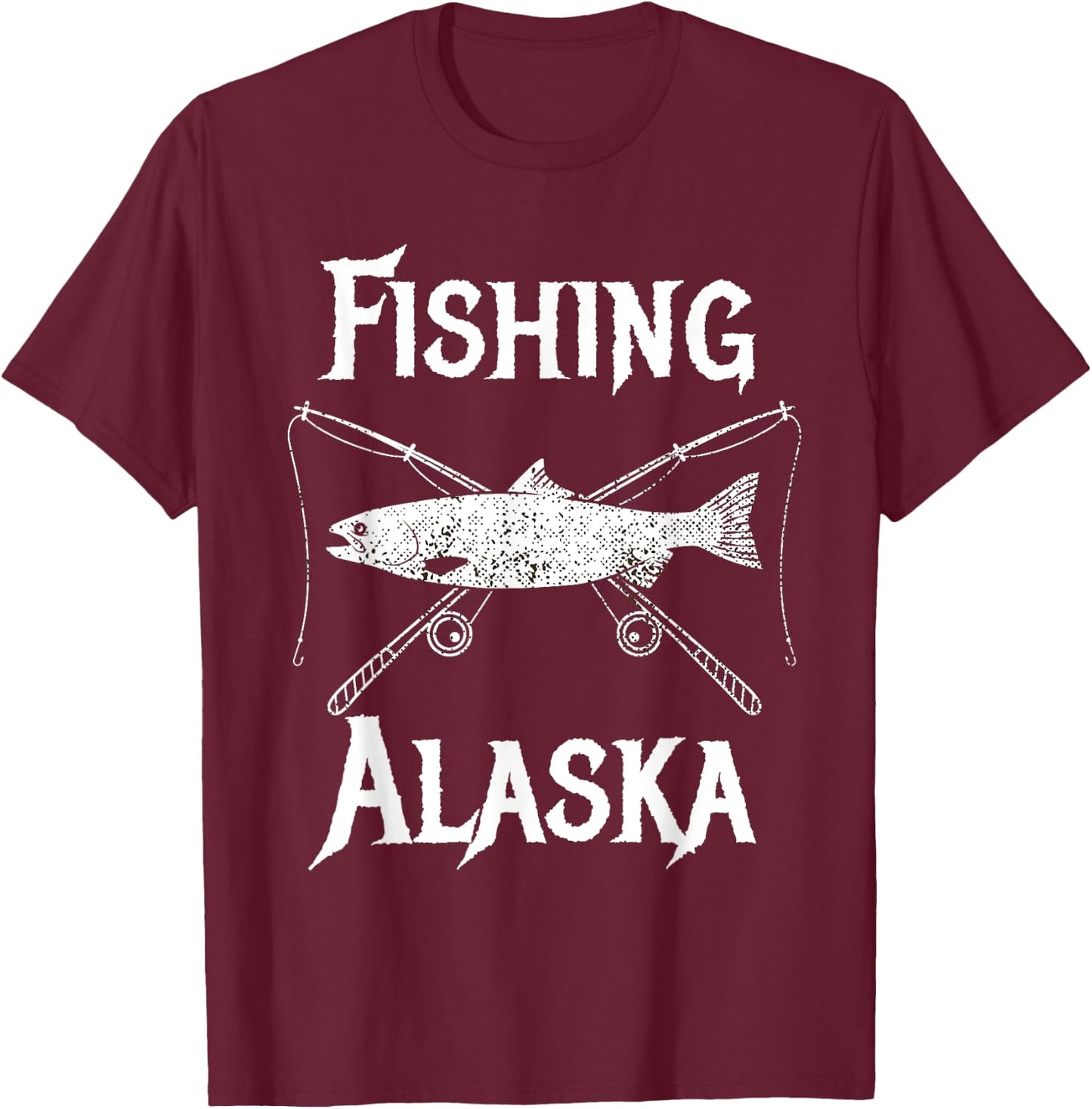 Last Frontier Alaska Souvenirs Gifts Fish Alaska Salmon T-Shirt - T-Shirt | Maroon