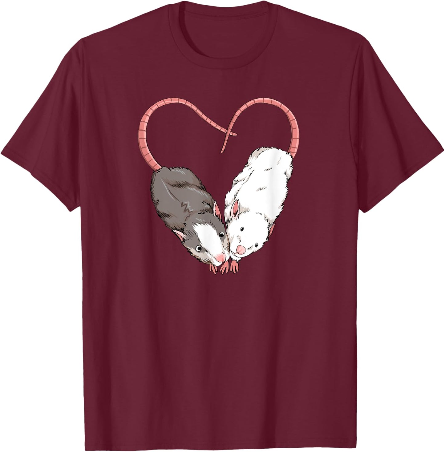 Funny Cute Small Rodent Pet Happy Heart Love Rat Lovers T-Shirt - T-Shirt | Maroon