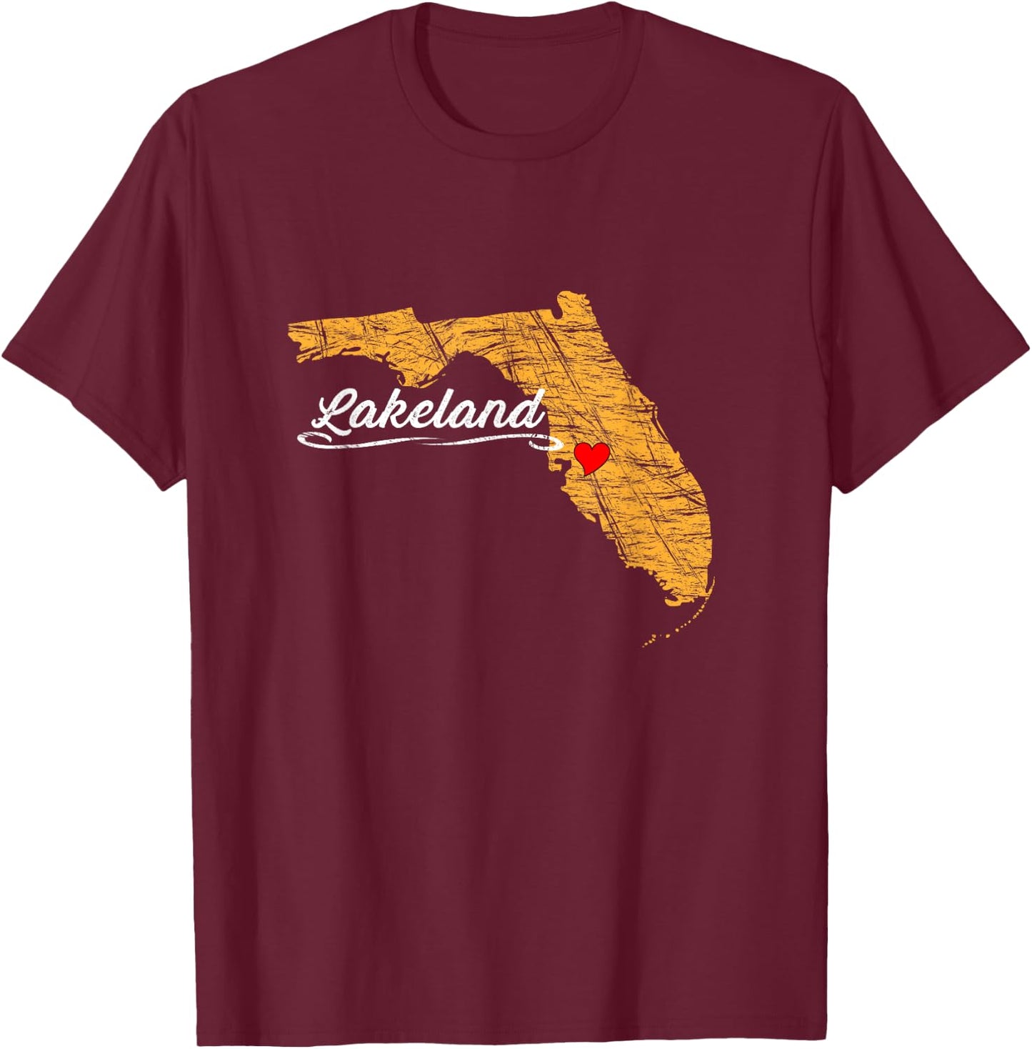City of LAKELAND FLORIDA | Vacation Souvenir, Merch, Graphic T-Shirt - T-Shirt | Maroon