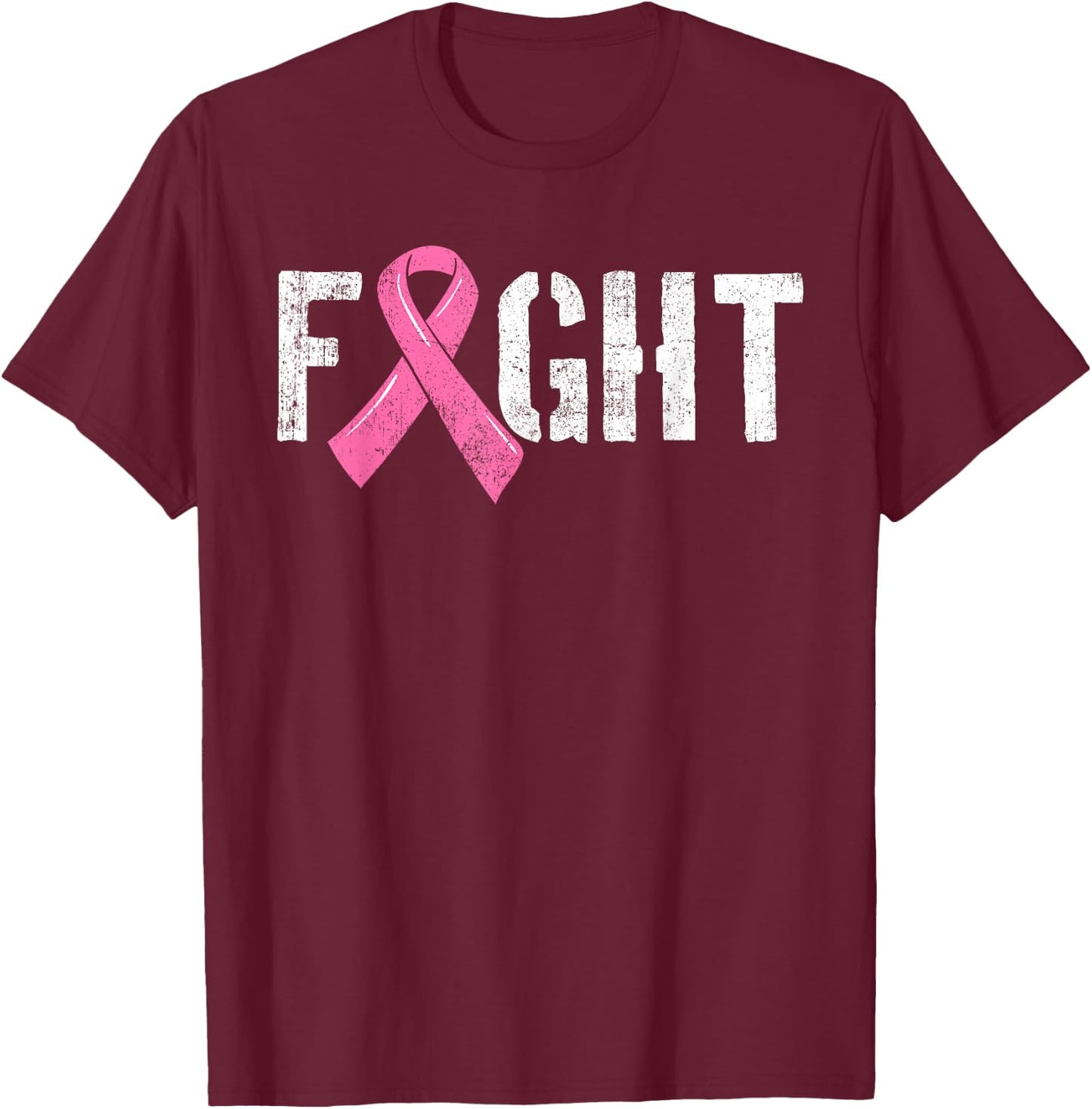 Fight Breast Cancer Shirt Disease Pink Ribbon Gift T-Shirt - T-Shirt | Maroon