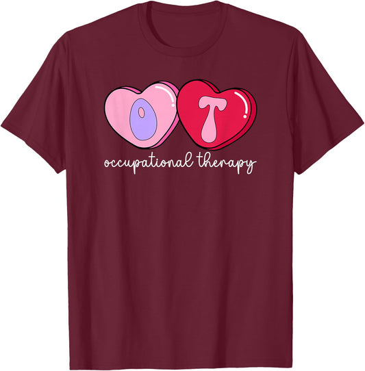 OT Therapist Valentine Occupational Therapy Valentines Day T-Shirt - T-Shirt | Maroon