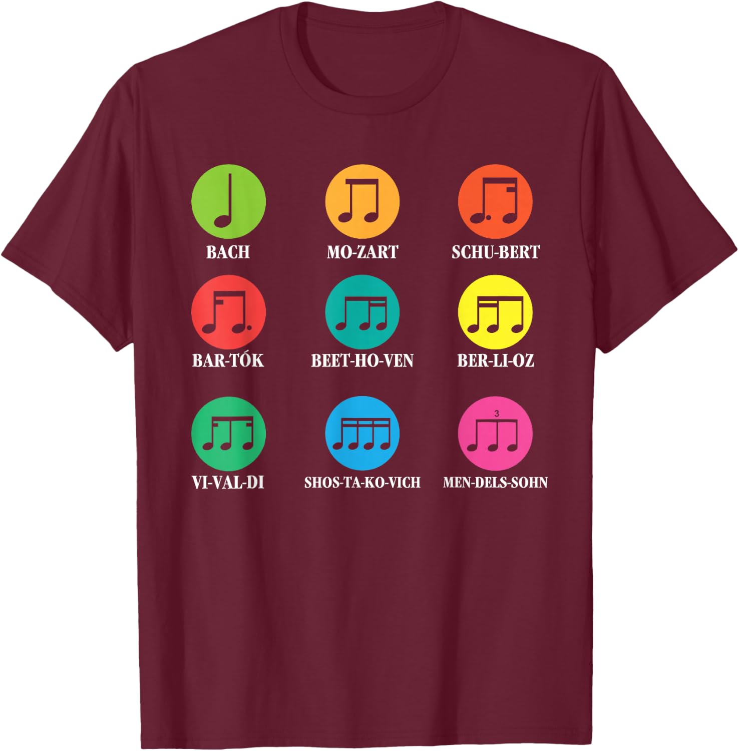 Classical Composers Classical Music Sheet Music T-Shirt - T-Shirt | Maroon