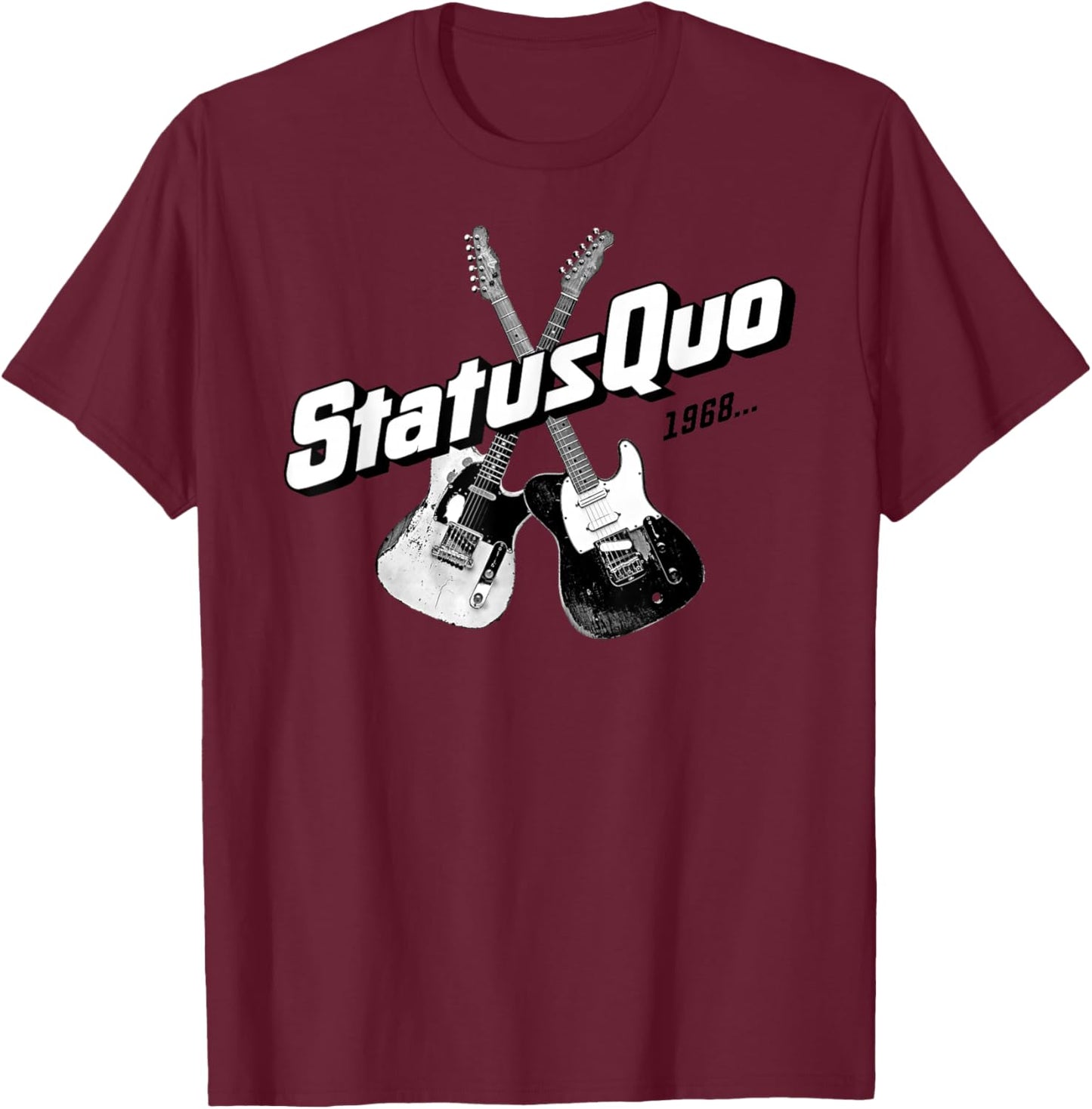 Status Quo – 1968 Guitars On Navy T-Shirt - T-Shirt | Maroon
