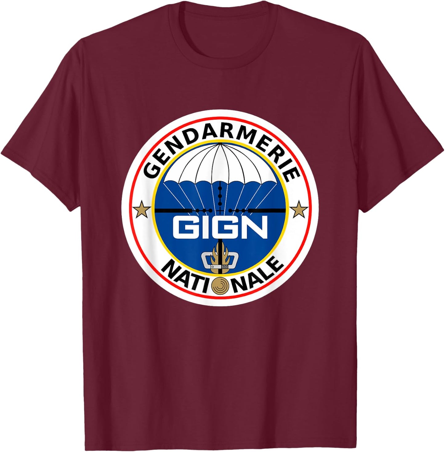 GIGN National Gendarmerie Intervention Group Logo T-Shirt - T-Shirt | Maroon