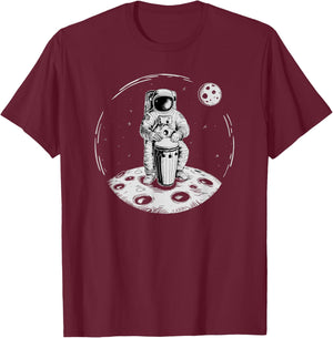 Funny Conga Drummer Astronaut Playing Conga Musician T-Shirt - T-Shirt | Maroon