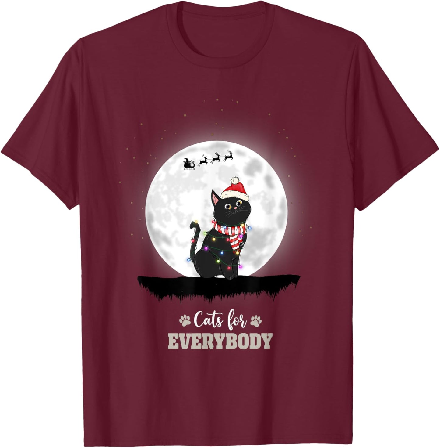Cats for Everybody Santa Claus Xmas T-Shirt - T-Shirt | Maroon