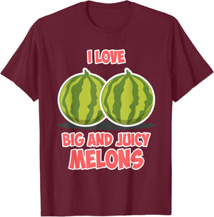 Funny Vegan Watermelons Big & Juicy Melons T-Shirt - T-Shirt | Maroon