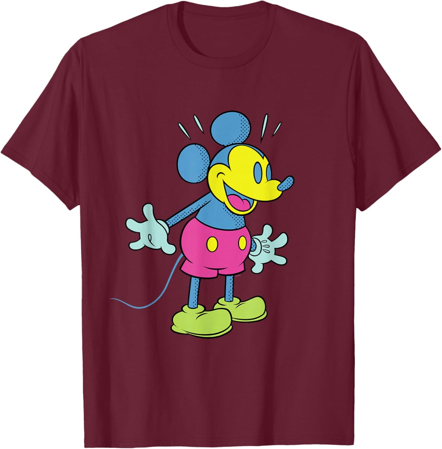 Disney Mickey Mouse Happy Surprise Retro Pop Art T-Shirt - T-Shirt | Maroon
