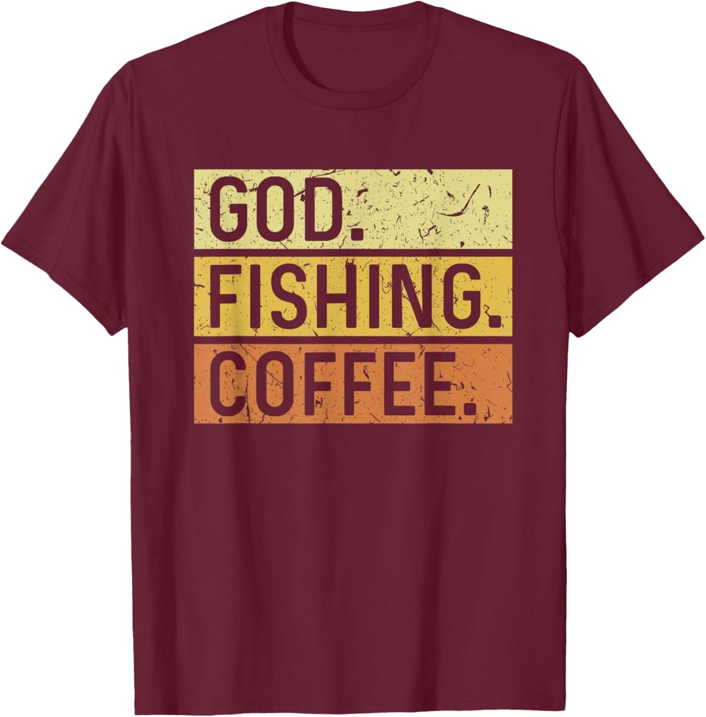 God Fishing Coffee Jesus Fish Fisherman T-Shirt - T-Shirt | Maroon