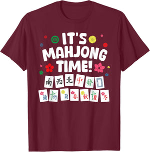 Cute Mahjong Design Women Tile Game Mahjong Player T-Shirt - T-Shirt | Maroon