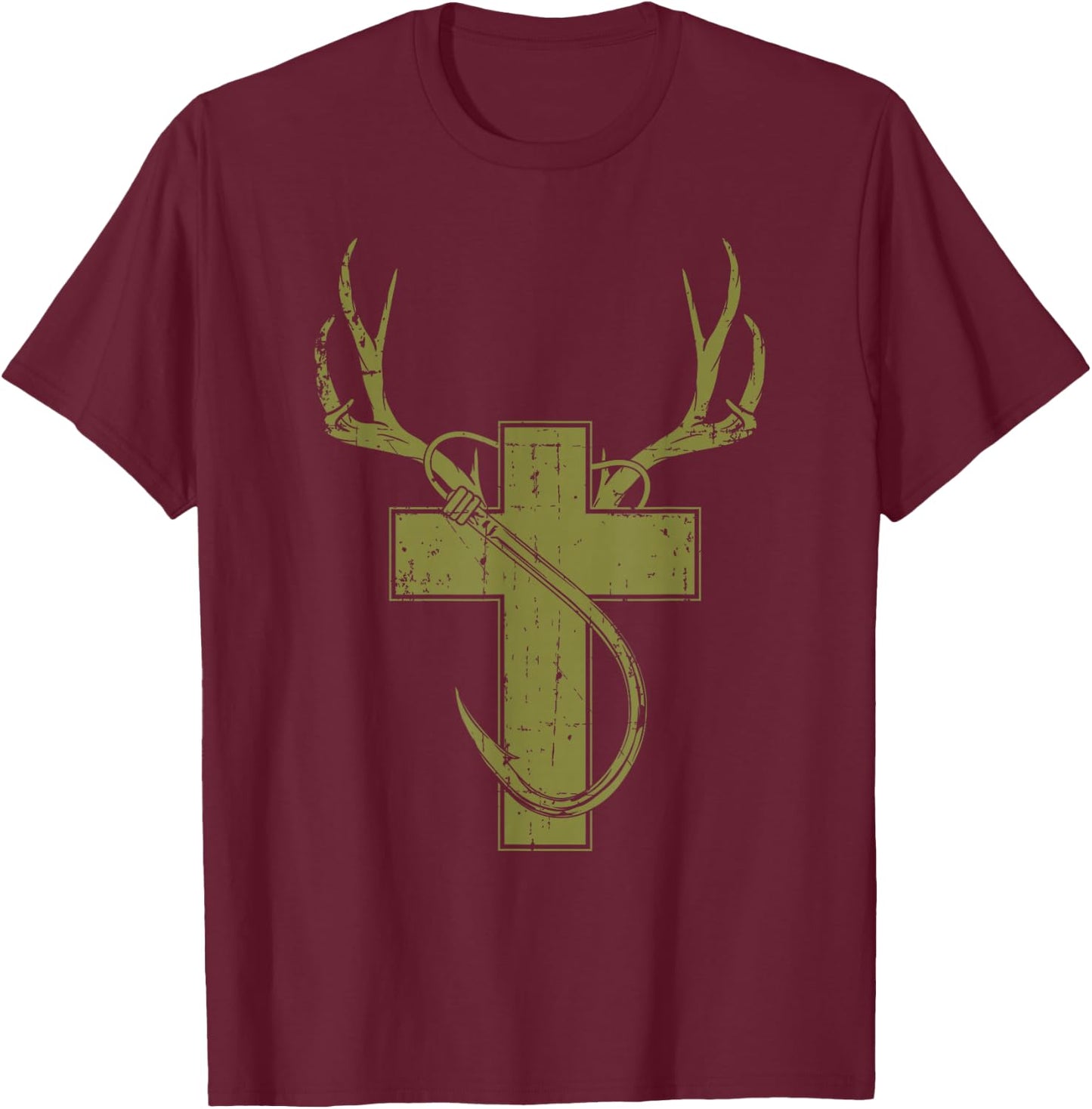 Funny Christian Hunting Fishing Lover Gift T-Shirt - T-Shirt | Maroon