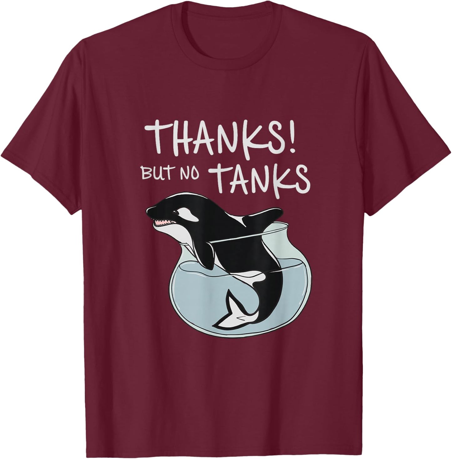 Orca Free Save the Whales Social criticism Ocean Protection T-Shirt - T-Shirt | Maroon