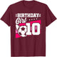 Soccer Birthday Party - 10 Year Old Girl - 10th Birthday T-Shirt - T-Shirt | Maroon