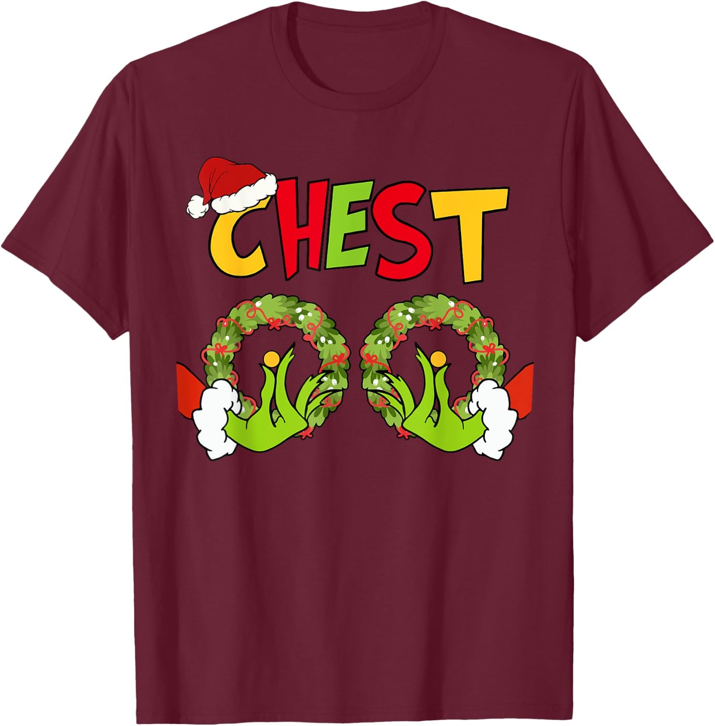 Chest Nuts Merry Christmas Shirt Xmas Matching Couples Women T-Shirt - T-Shirt | Maroon