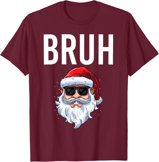 Merry Christmas Bruh Meme Funny Saying for Brother Boys Men T-Shirt - T-Shirt | Maroon