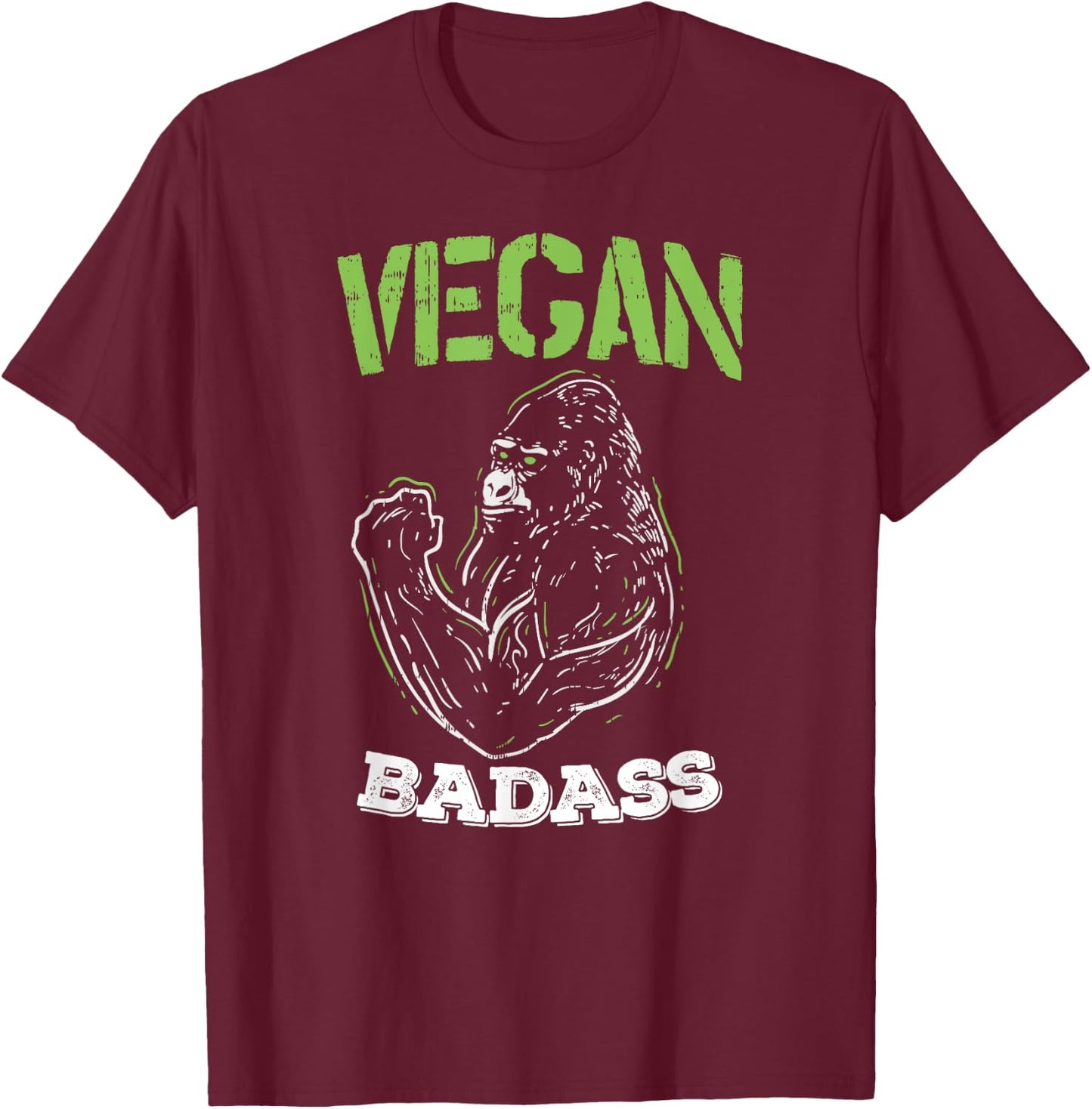 Vegan Badass Plant Powered Muscle Veggie Go Green Fitness T-Shirt - T-Shirt | Maroon