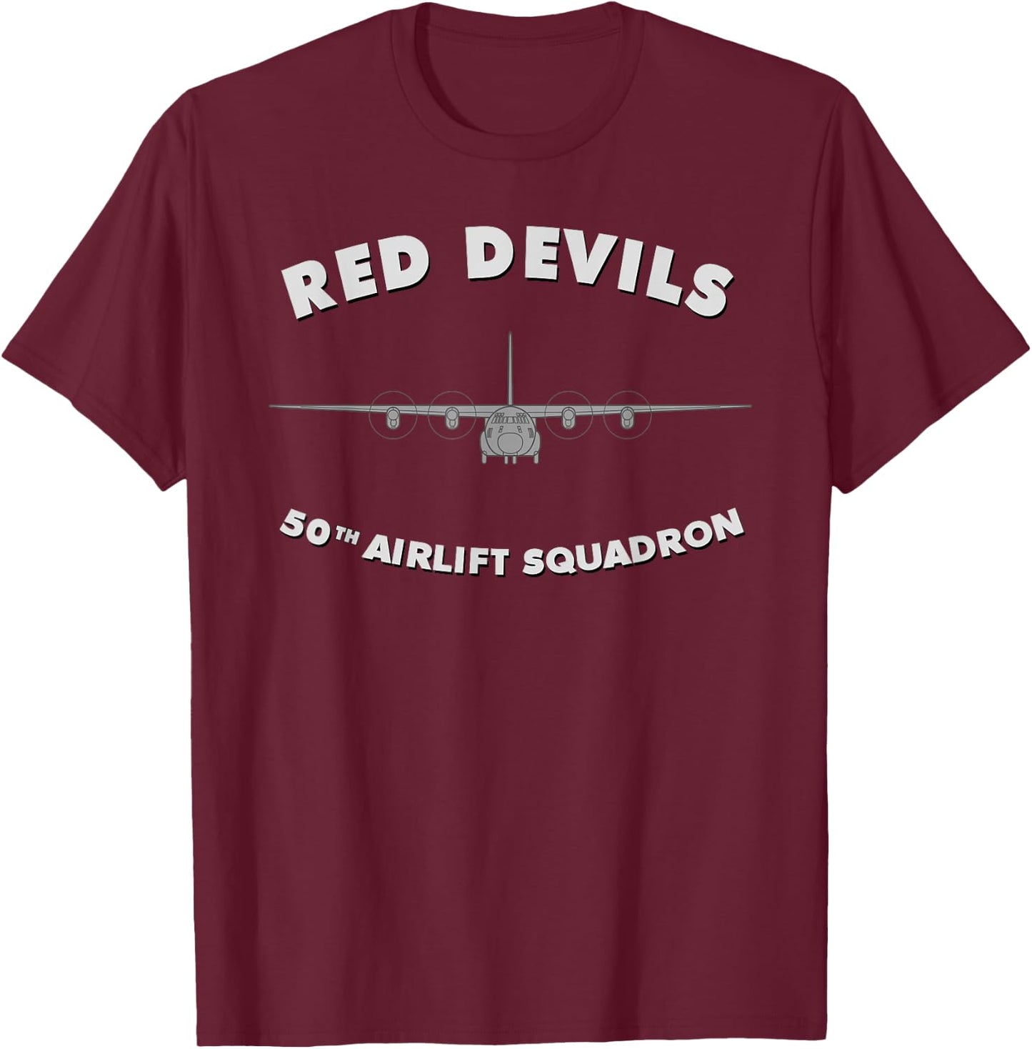 50th Airlift Squadron Red Devils T-Shirt - T-Shirt | Maroon