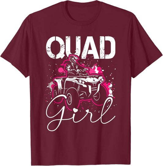 Quad Girl Funny Quad Riding Four Wheeler Atv for Girls Woman T-Shirt - T-Shirt | Maroon