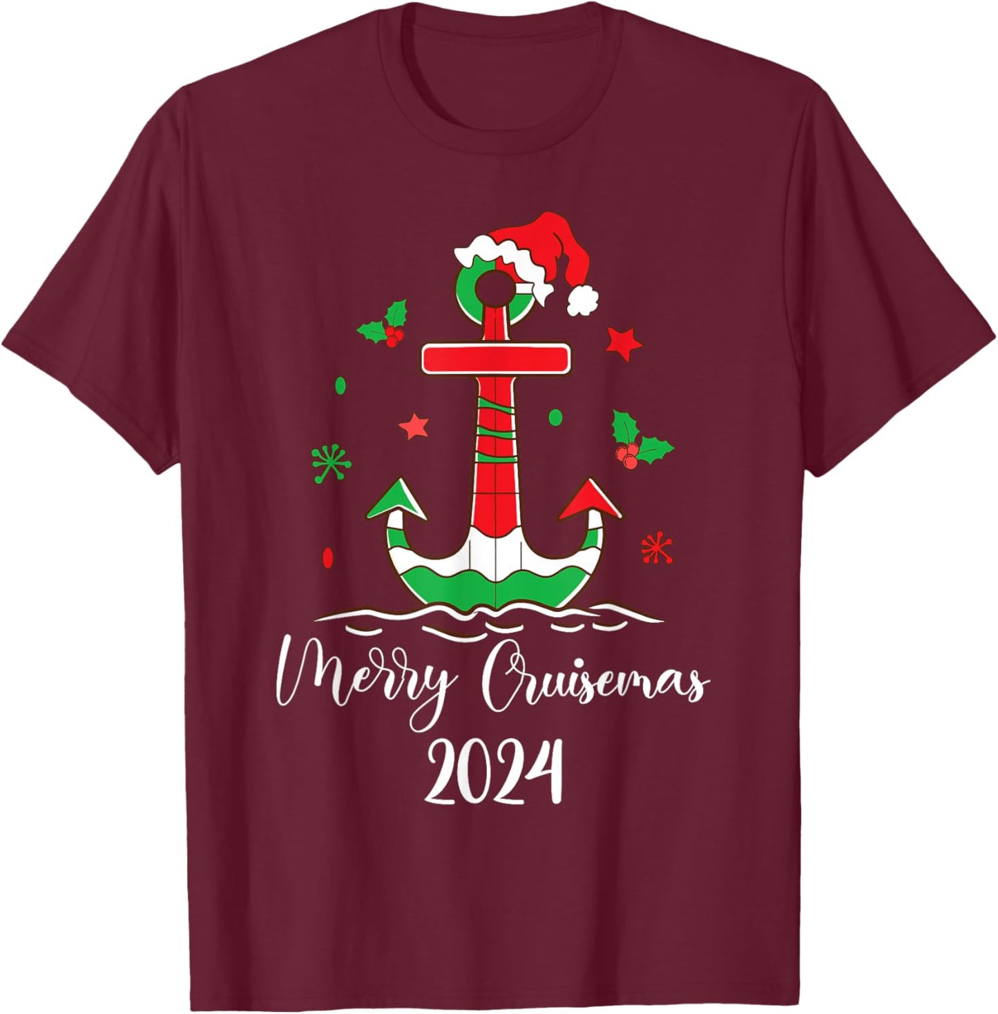 Family Christmas Cruise 2024 Merry Cruisemas Xmas Matching T-Shirt - T-Shirt | Maroon