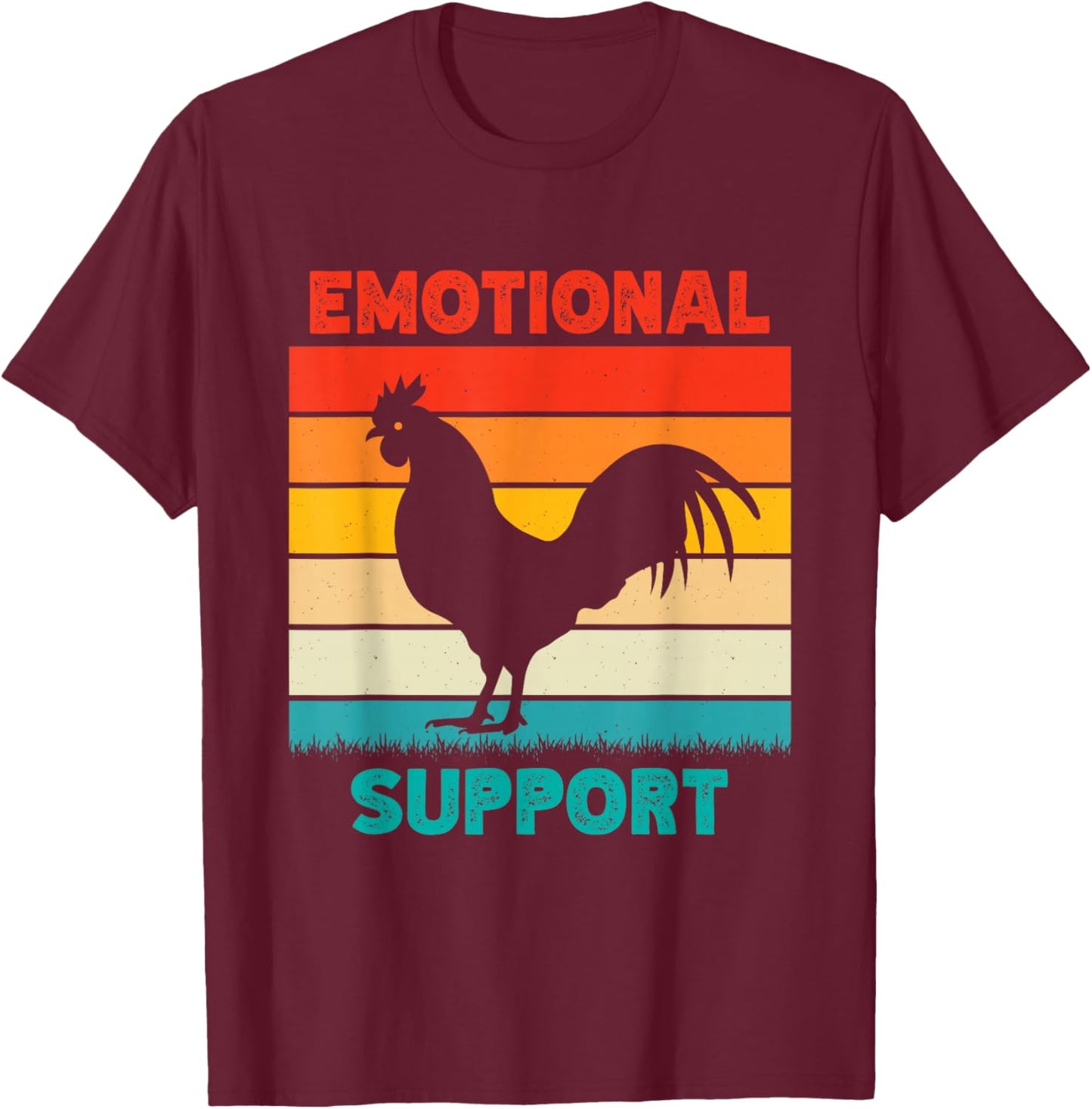 Retro Chicken Emotional Support Cock T-Shirt - T-Shirt | Maroon